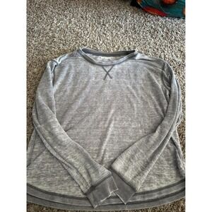 Maurices Mens Grey Waffle Knit Thermal Long Sleeve Crew Neck Top Size Medium